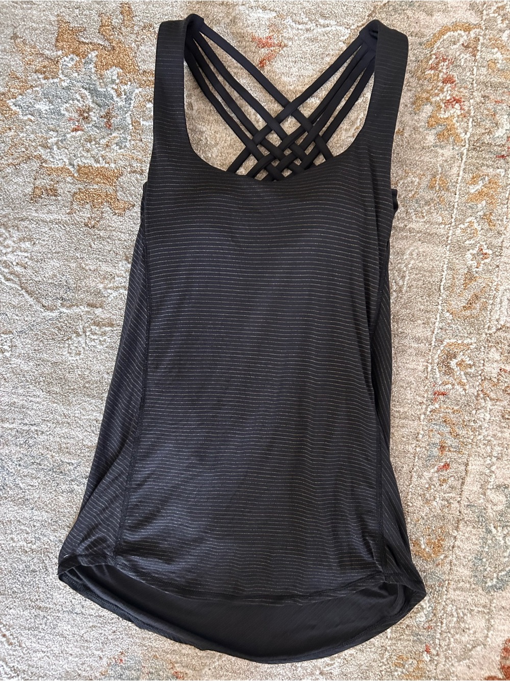lululemon athletica Black Crisscross Back Draped Back Tank Top Like New XS